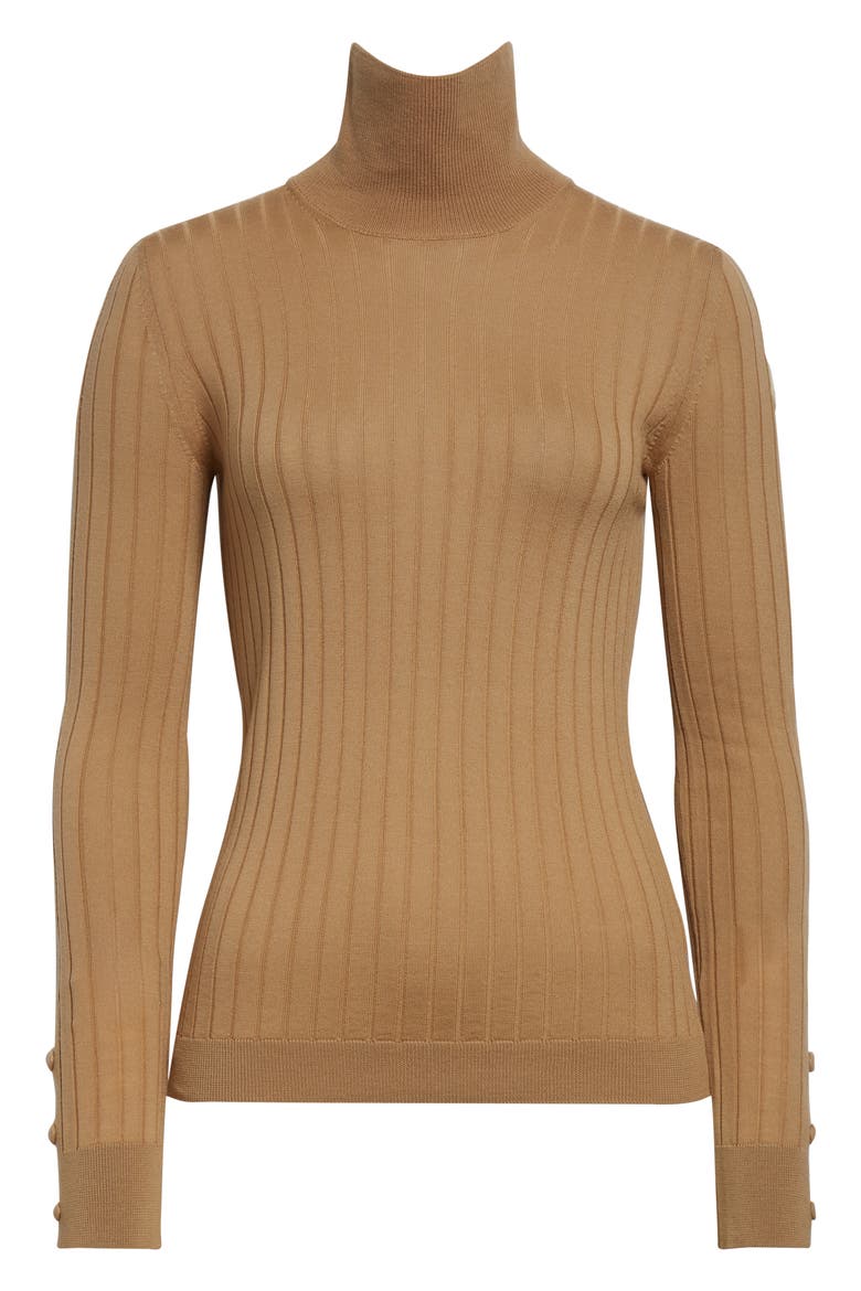 Virgin Wool & Cashmere Rib Turtleneck Sweater, Alternate, color, WARM BEIGE
