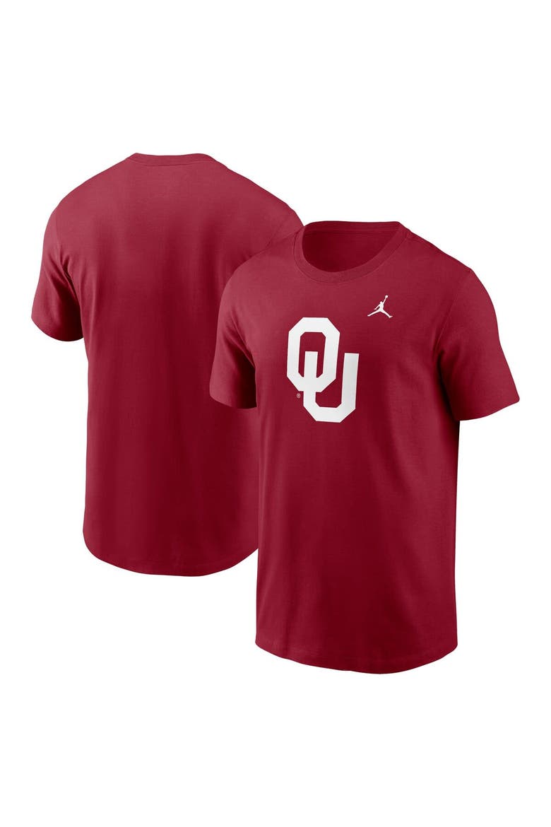 Men's Jordan Brand Crimson Oklahoma Sooners Primetime Evergreen Logo T-Shirt, Main, color, Crimson