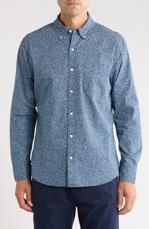 Stretch Cotton Poplin Button-Down Shirt