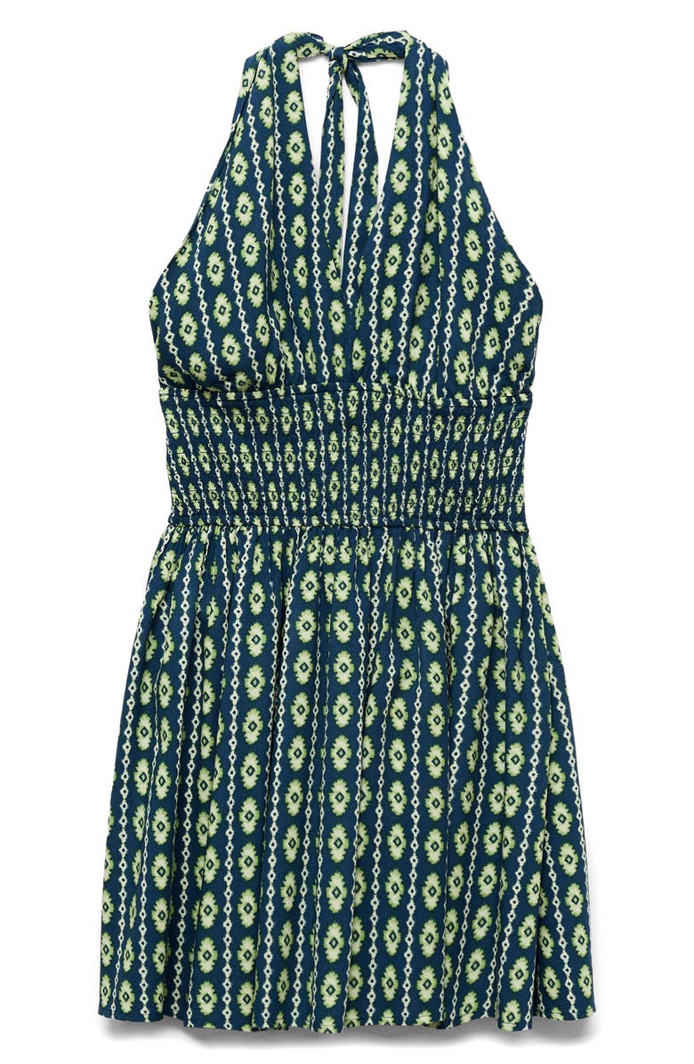 MANGO TEEN Print Halter Dress, Alternate, color, Navy