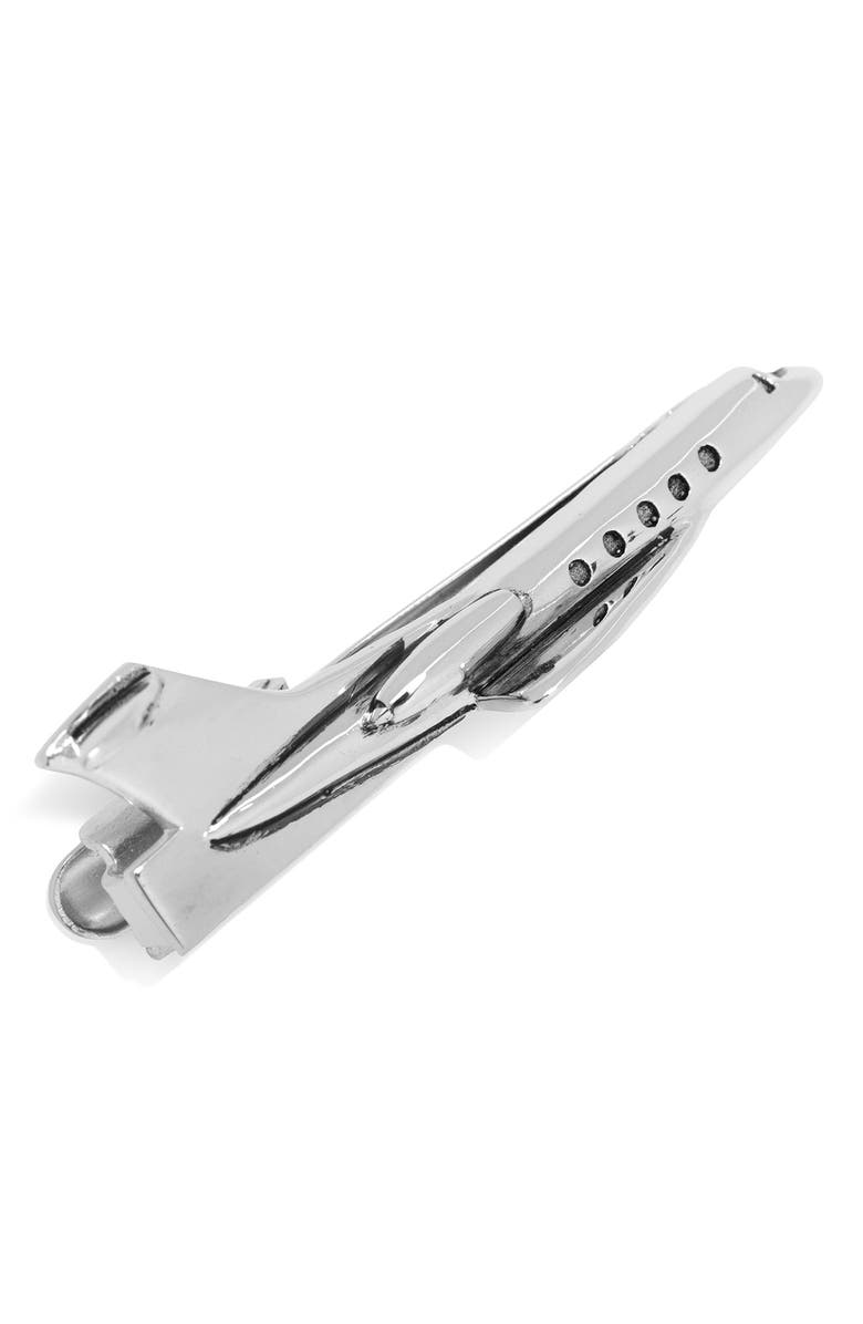 Cufflinks, Inc. 3D Airplane Tie Clip, Main, color, Silver