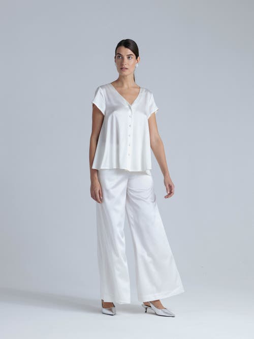 Alas Silk Short Sleeve Shirt In White