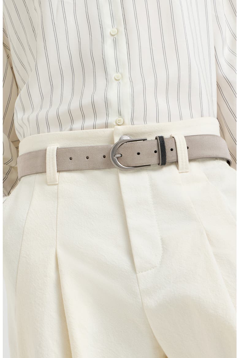 Suede belt with monili, Alternate, color, Light Grey