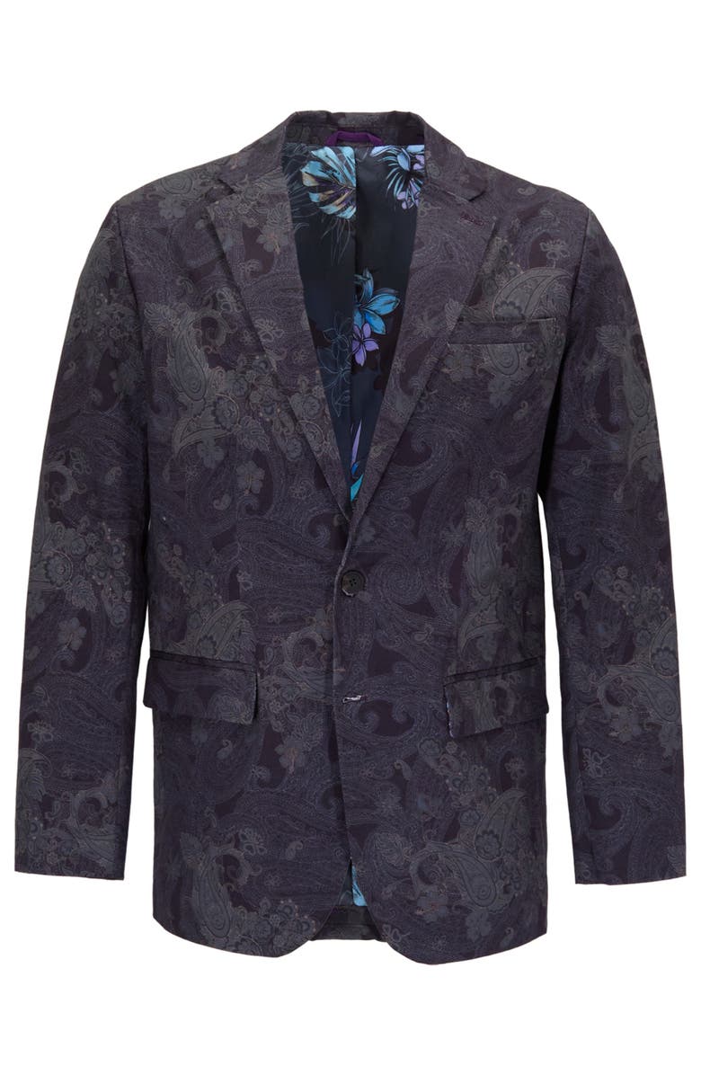 Lords of Harlech Paisley Explosion Mens Tailored Blazer, Alternate, color, Paisley Explosion Black