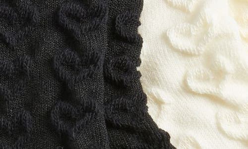Stems 2-pack Textured Heart Crew Socks In Black/ivory