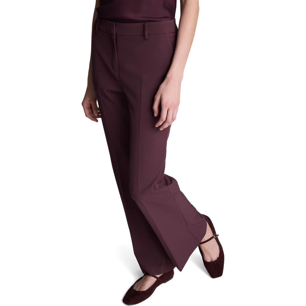 Kenneth Cole Luxe Twill Flare Leg Pant In Burgundy