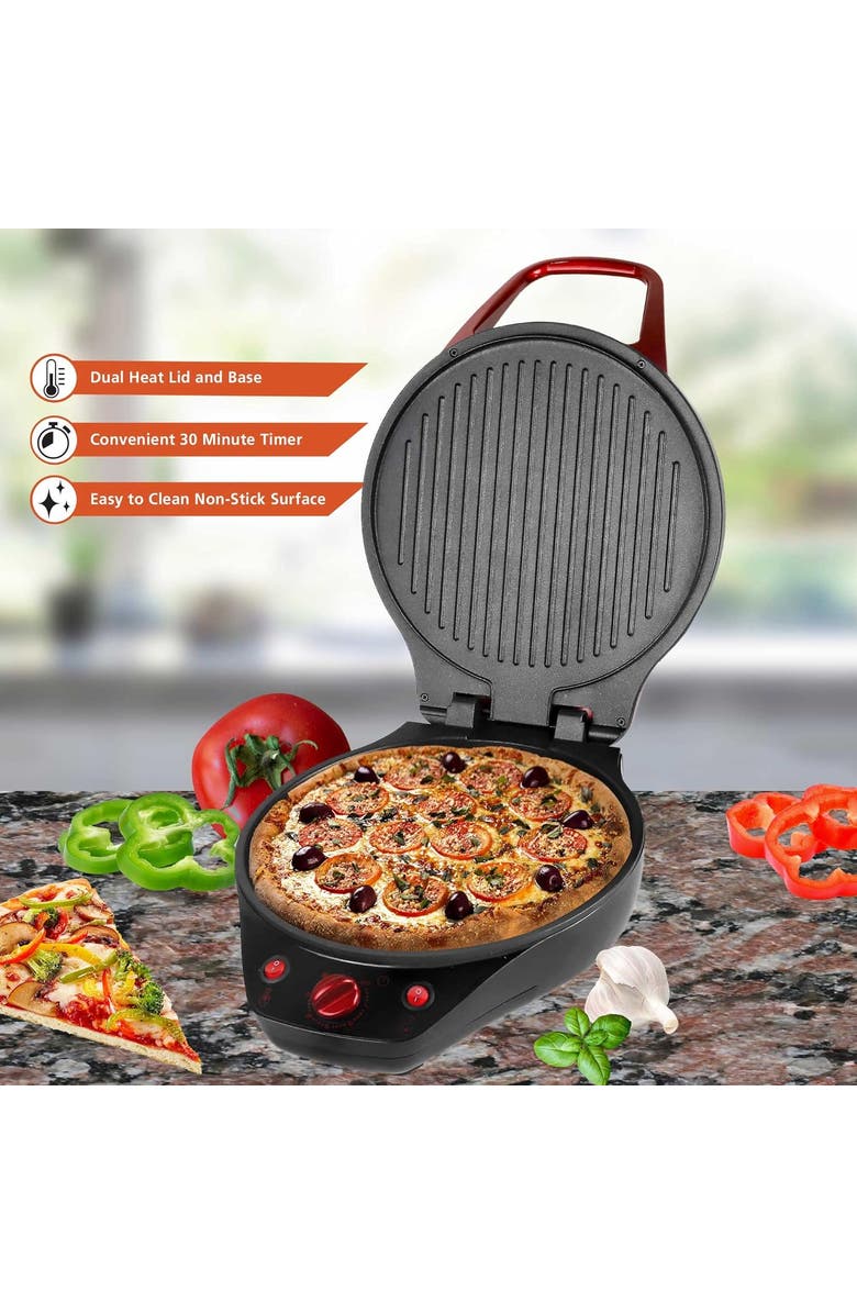 Brentwood Pizza Maker And Grill, Alternate, color, Red