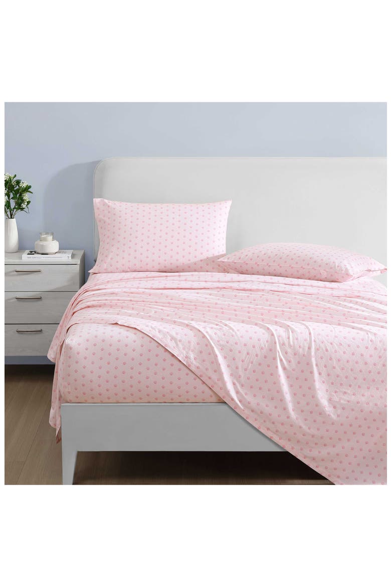 Scallop Dollop 3-Piece Cotton Sheet Set, Alternate, color, BRIGHT PINK