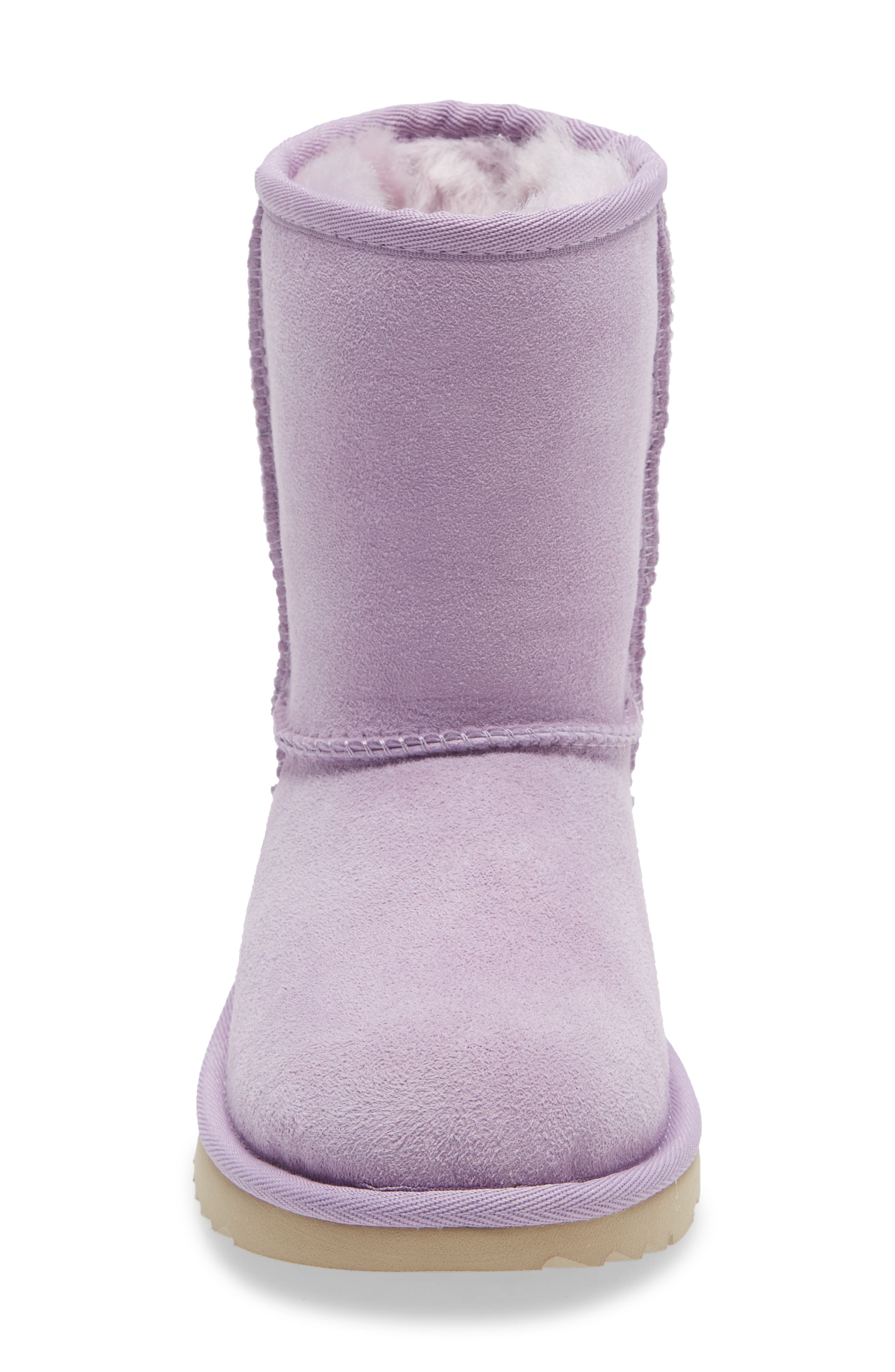 Kids' Classic Short II Water Resistant Genuine Shearling Boot, Alternate, color, LILAC FROST