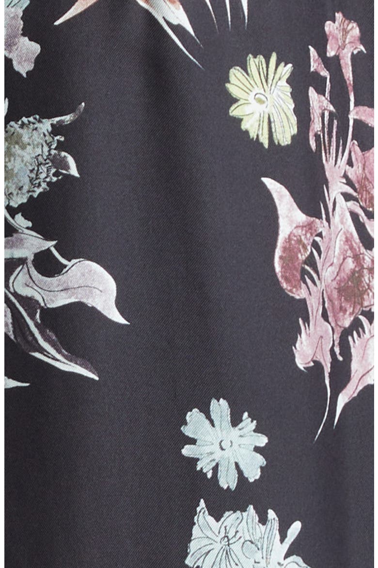 Penny Floral Print Silk Dress, Alternate, color, BLACK FLOWERS