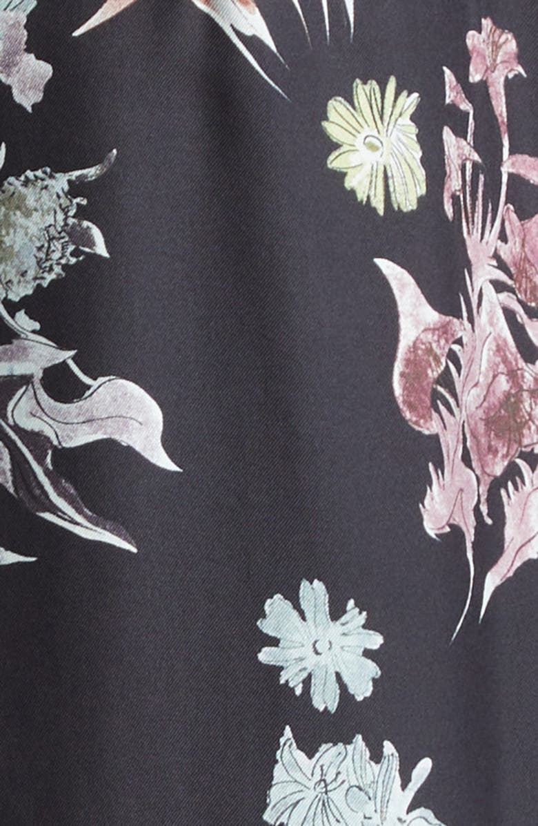 Altuzarra Penny Floral Print Silk Dress, Alternate, color, Black Flowers