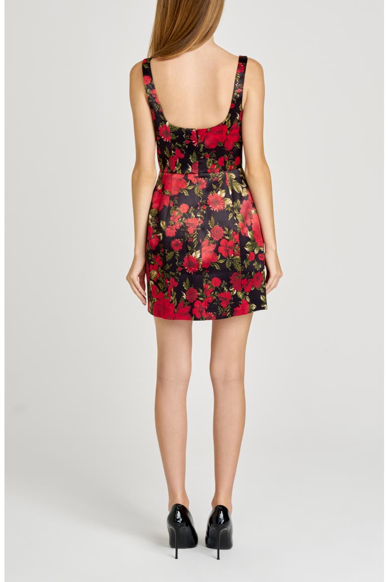Clara Floral Satin Minidress, Alternate, color, RED ROSES
