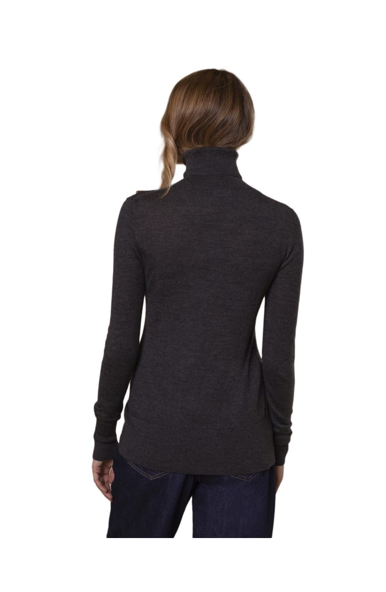 Celtic & Co. Merino Roll Neck Fitted Sweater, Alternate, color, Charcoal
