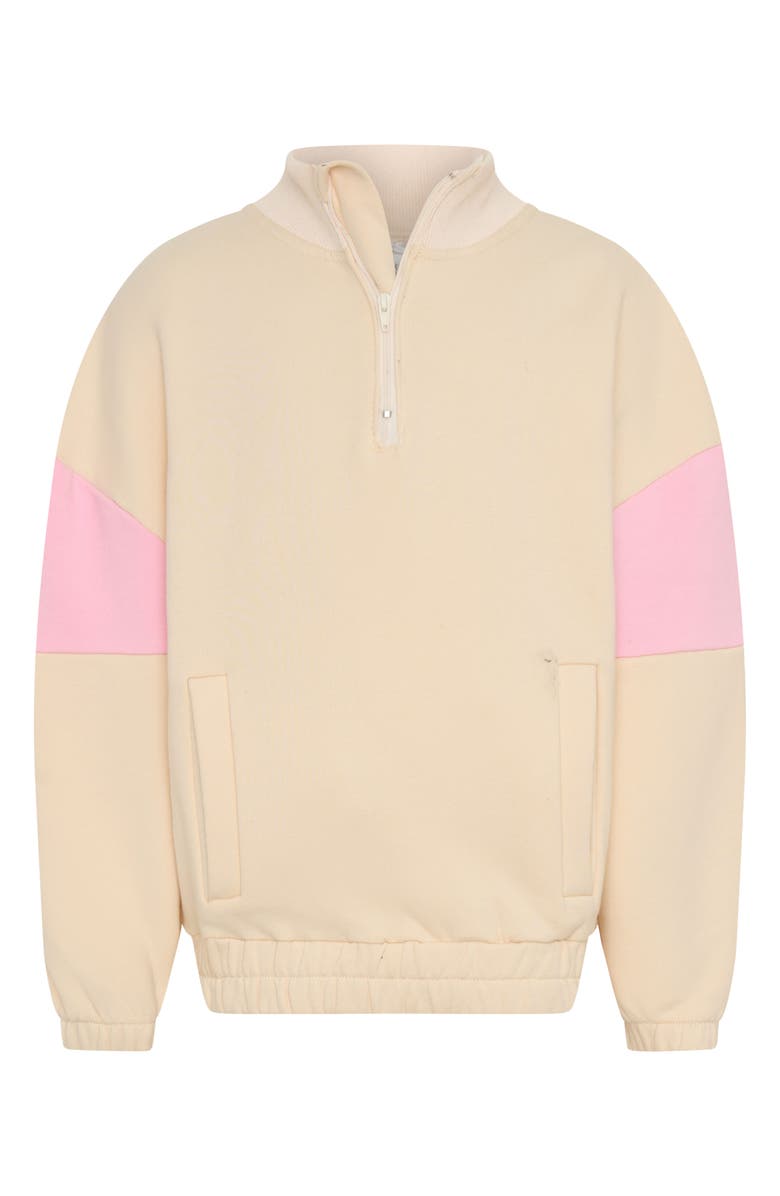 TINY TRIBE Kids' Colorblock Cotton Graphic Half Zip Sweatshirt, Main, color, Yellow/ Pink