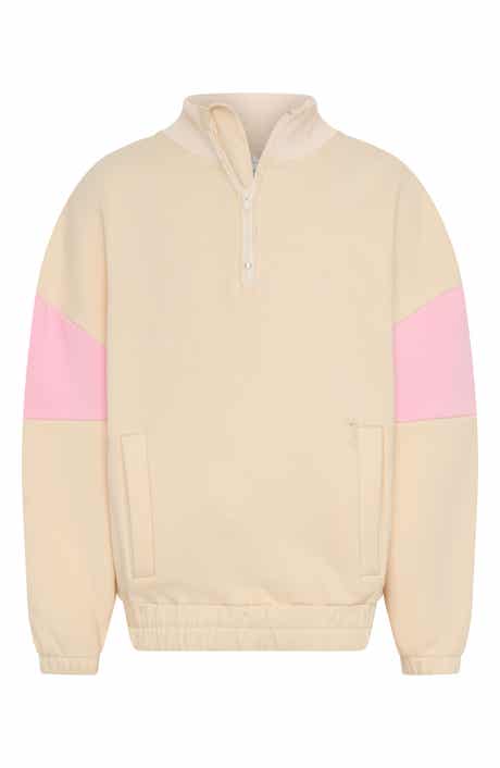 TINY TRIBE Kids' Colorblock Cotton Graphic Half Zip Sweatshirt