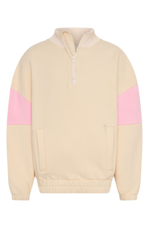 Tiny Tribe Kids' Colorblock Cotton Graphic Half Zip Sweatshirt In Neutral