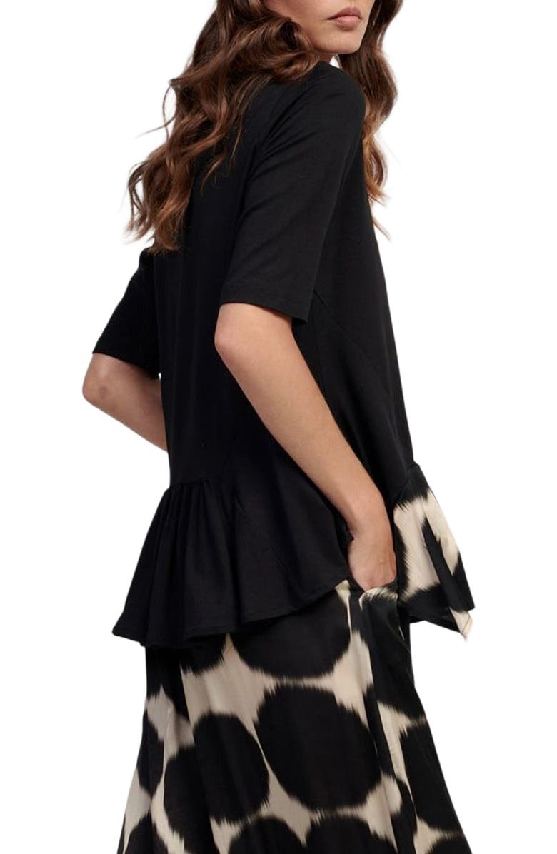 Alembika Serene print mixed media peplum top, Alternate, color, 