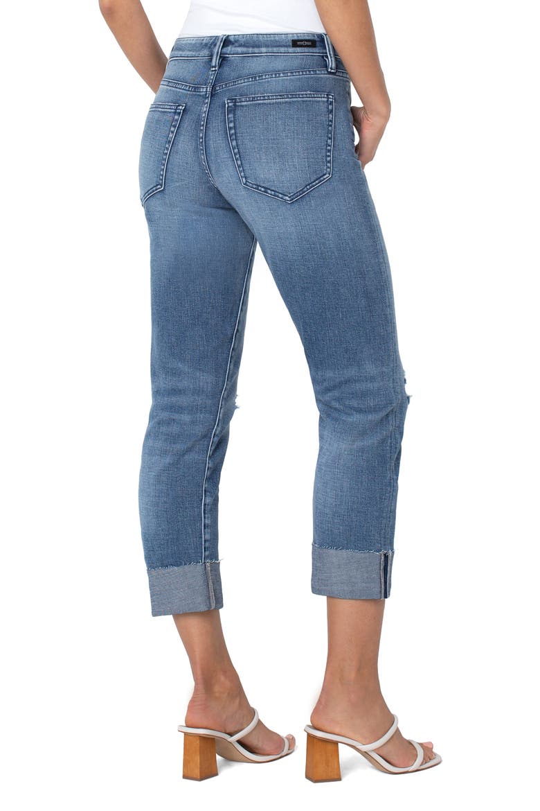 Marley Raw Cut Cuffed Ankle Straight Leg Jeans, Alternate, color, BLOOMINGTON
