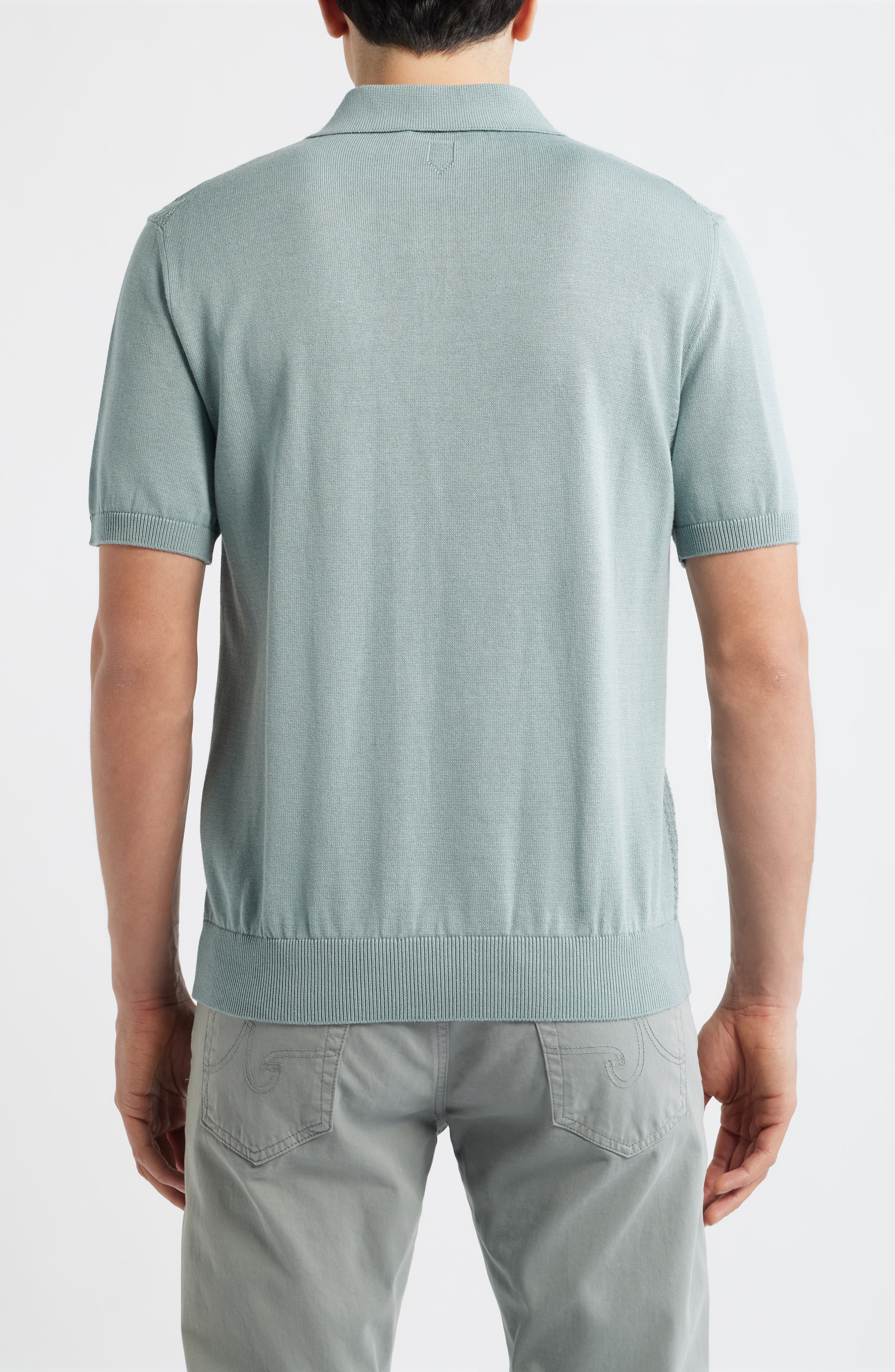 Ribbed Cotton Blend Polo Sweater - image 2