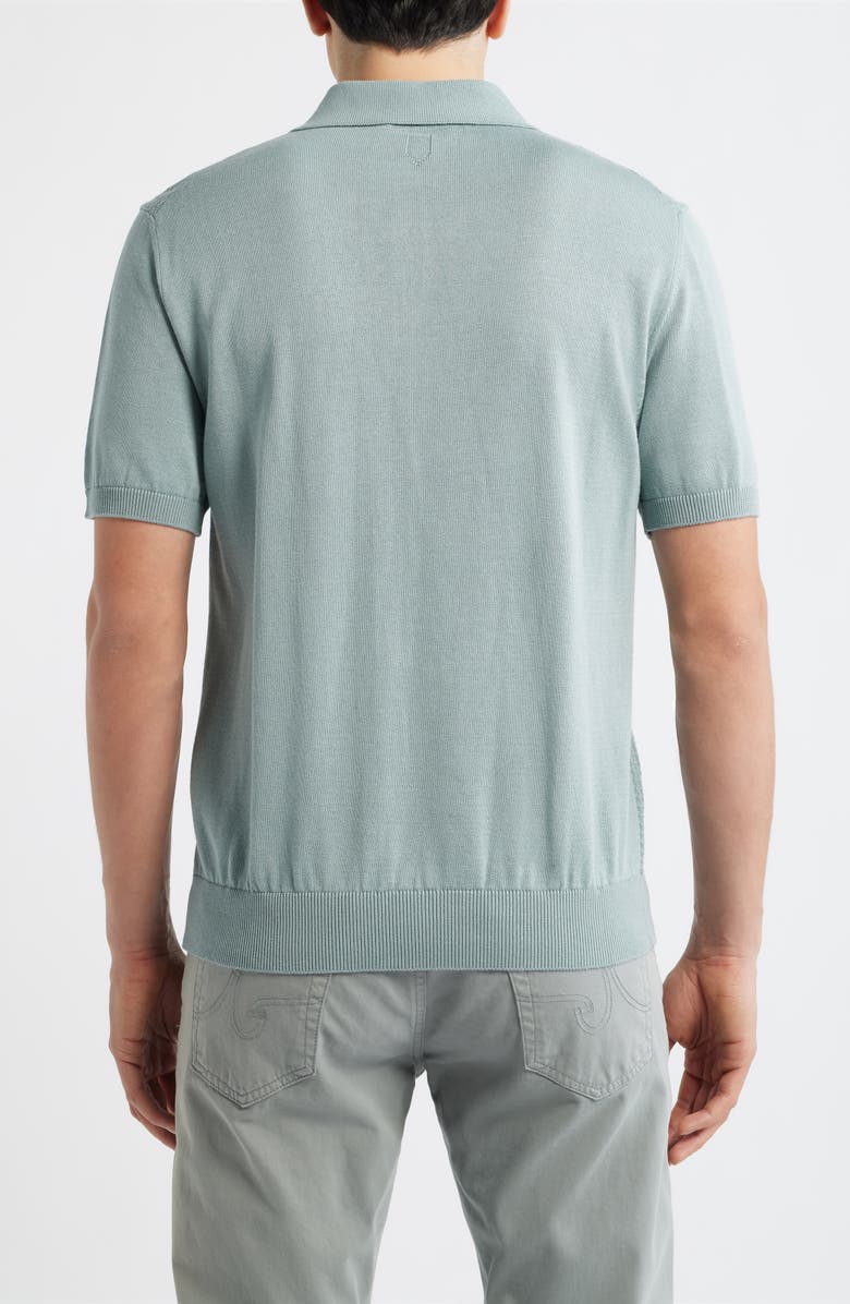 Canali Ribbed Cotton Blend Polo Sweater, Alternate, color, Green