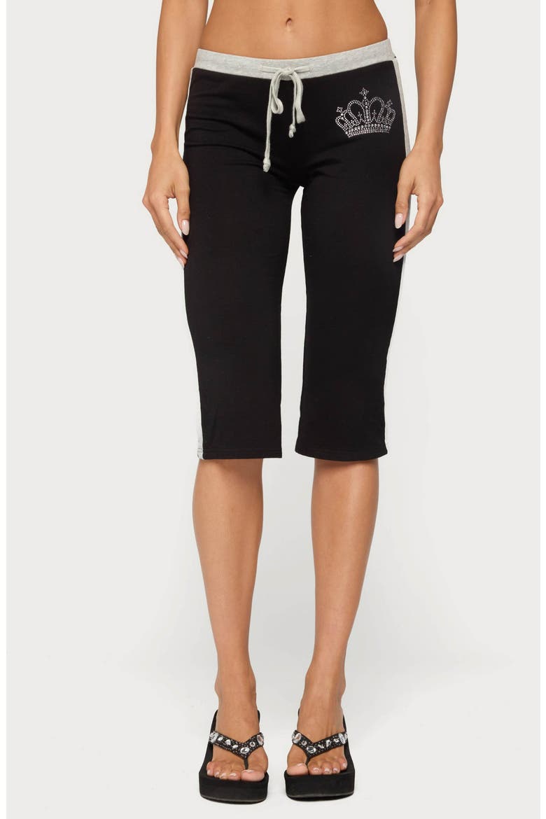 Crown Low Waist Capri Pants, Main, color, BLACK-AND-GRAY