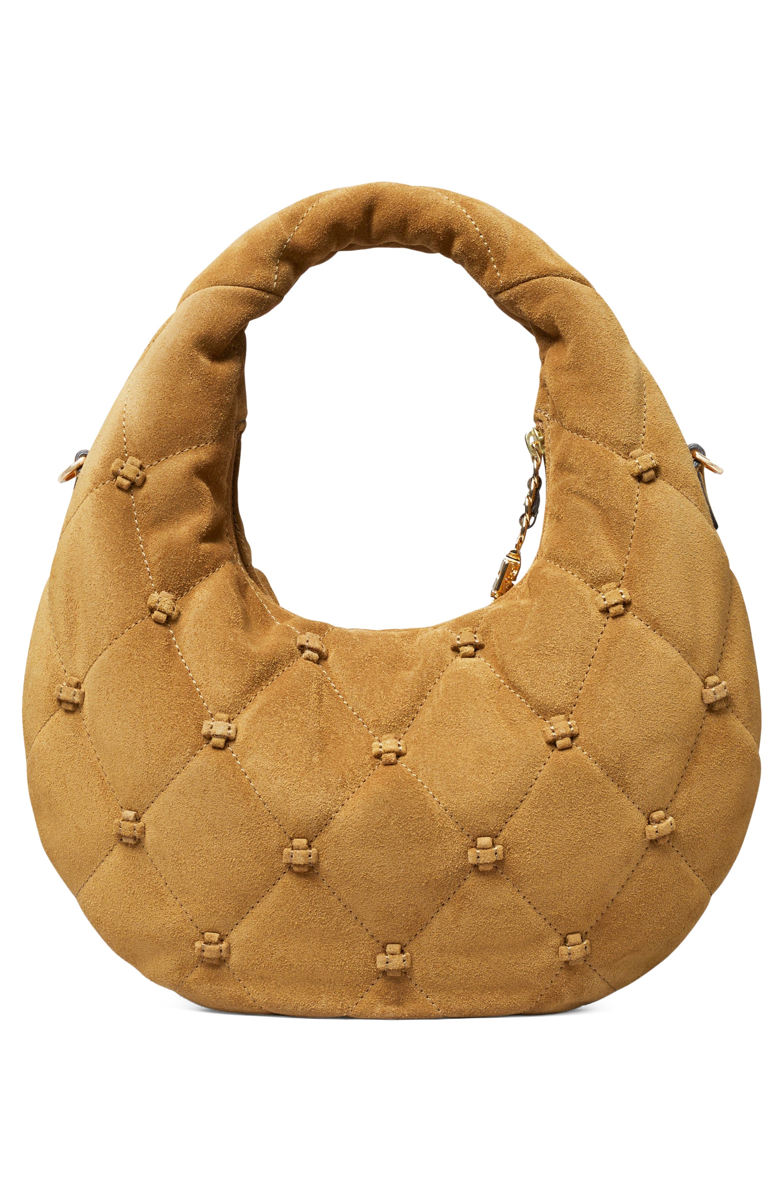 Bunny Knot Suede Top Zip Bag, Alternate, color, TOFFEE