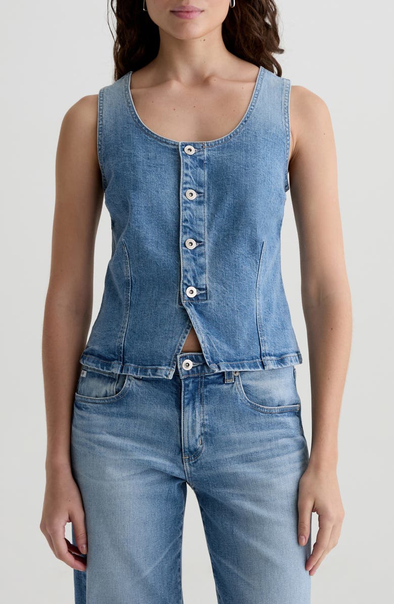 AG Teagan Denim Button-Up Vest, Main, color, 
