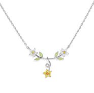 Girls Crew Golden Daisy Cubic Zirconia Pendant Necklace