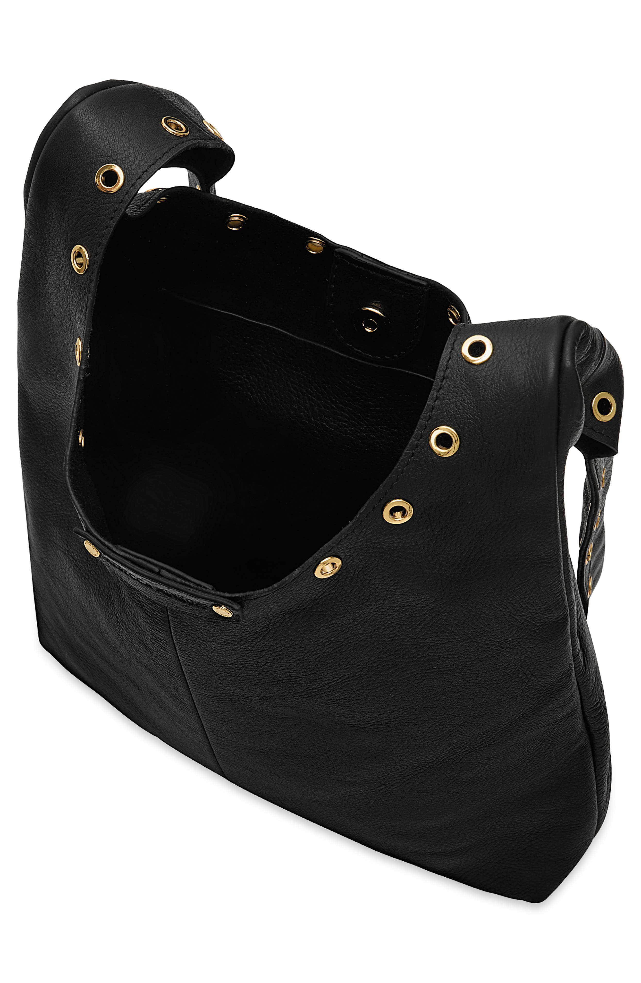 Industry Slouchy Leather Hobo Crossbody Bag, Alternate, color, BLACK