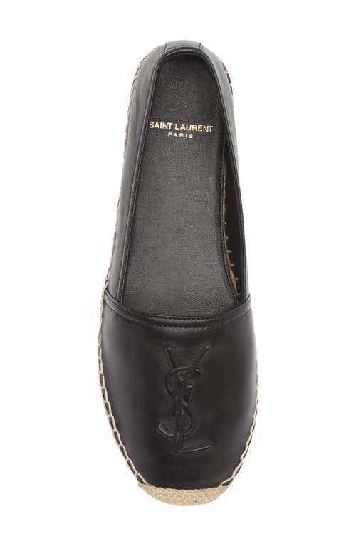 Saint Laurent Logo Leather Espadrilles Flat Shoes Black In Black
