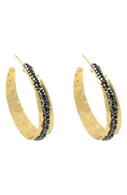 Panacea Pavé Lined Hoop Earrings in Hematite 