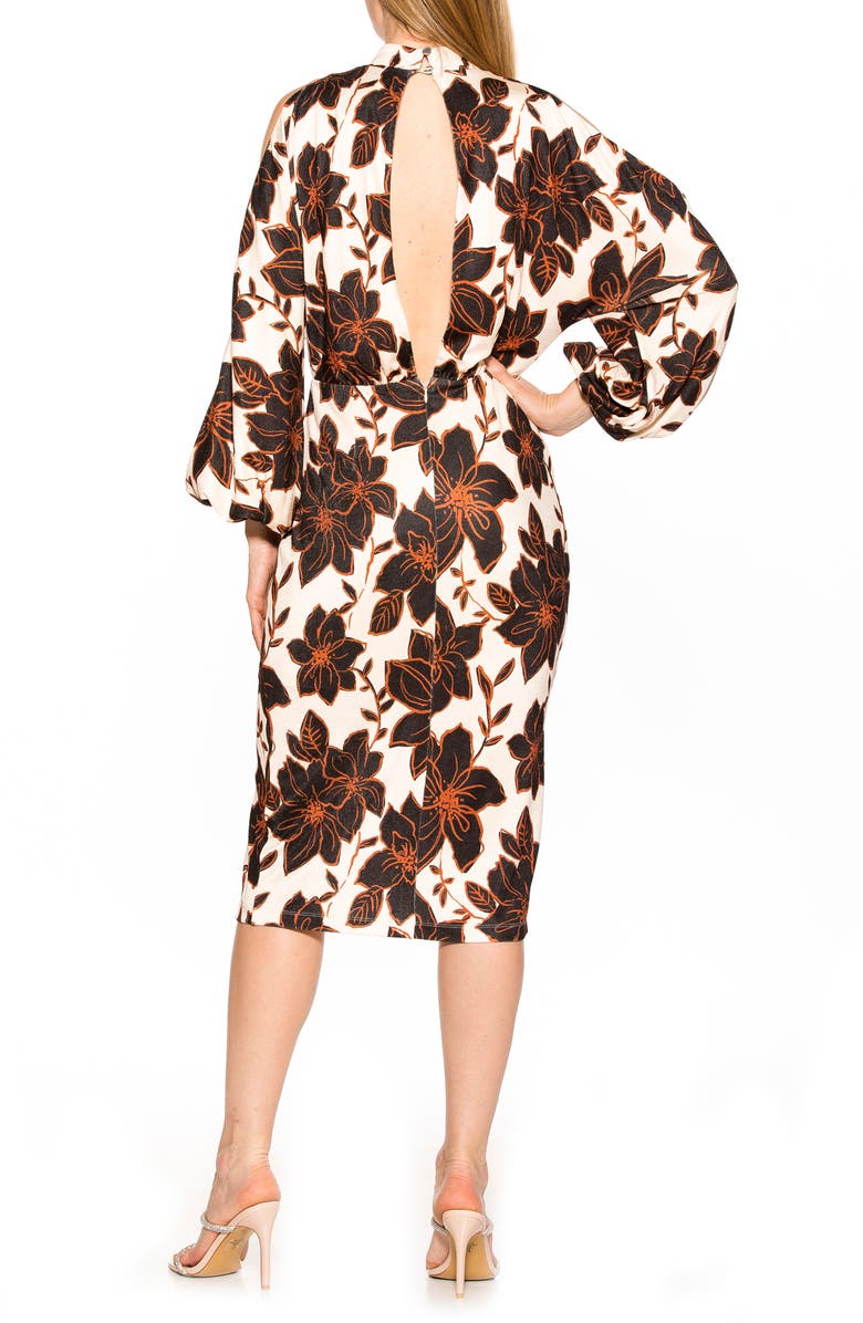 Alexia Admor Sem Mock Neck Cold Shoulder Midi Dress, Alternate, color, 