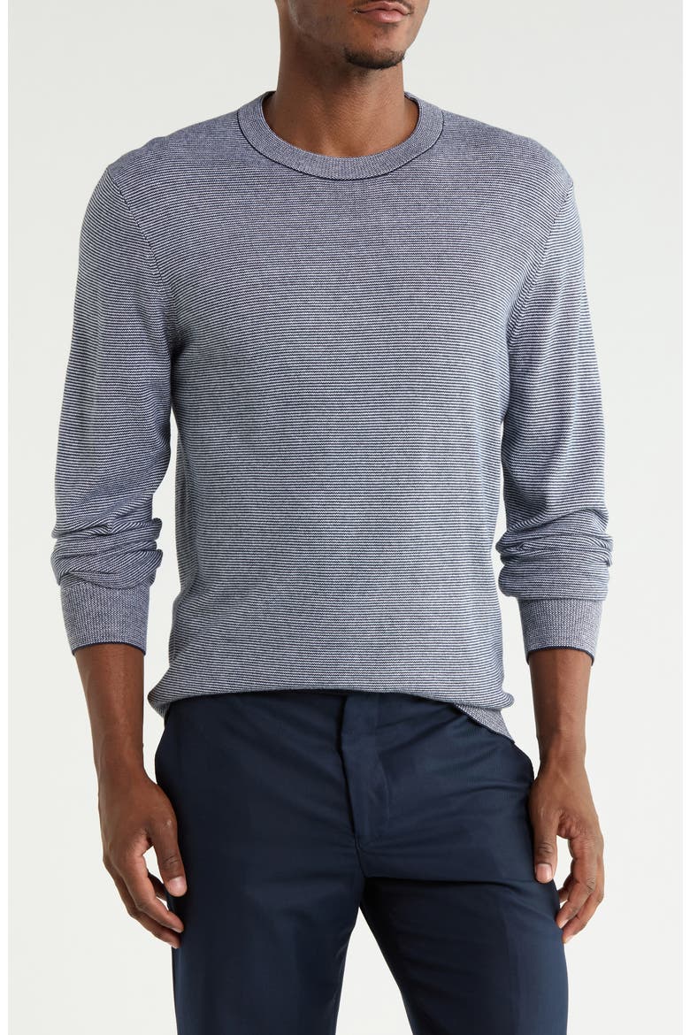 Long Sleeve Crew Sweater, Main, color, NAVY- WHITE STRIPE