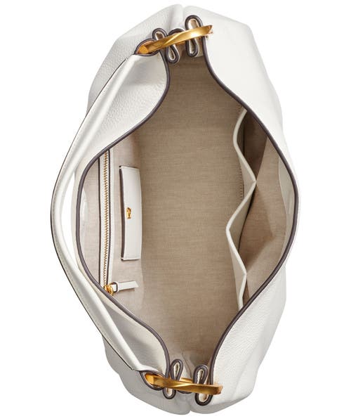 Donna Karan Glenwood Leather Shoulder With Tassel Detail In Brilliant White