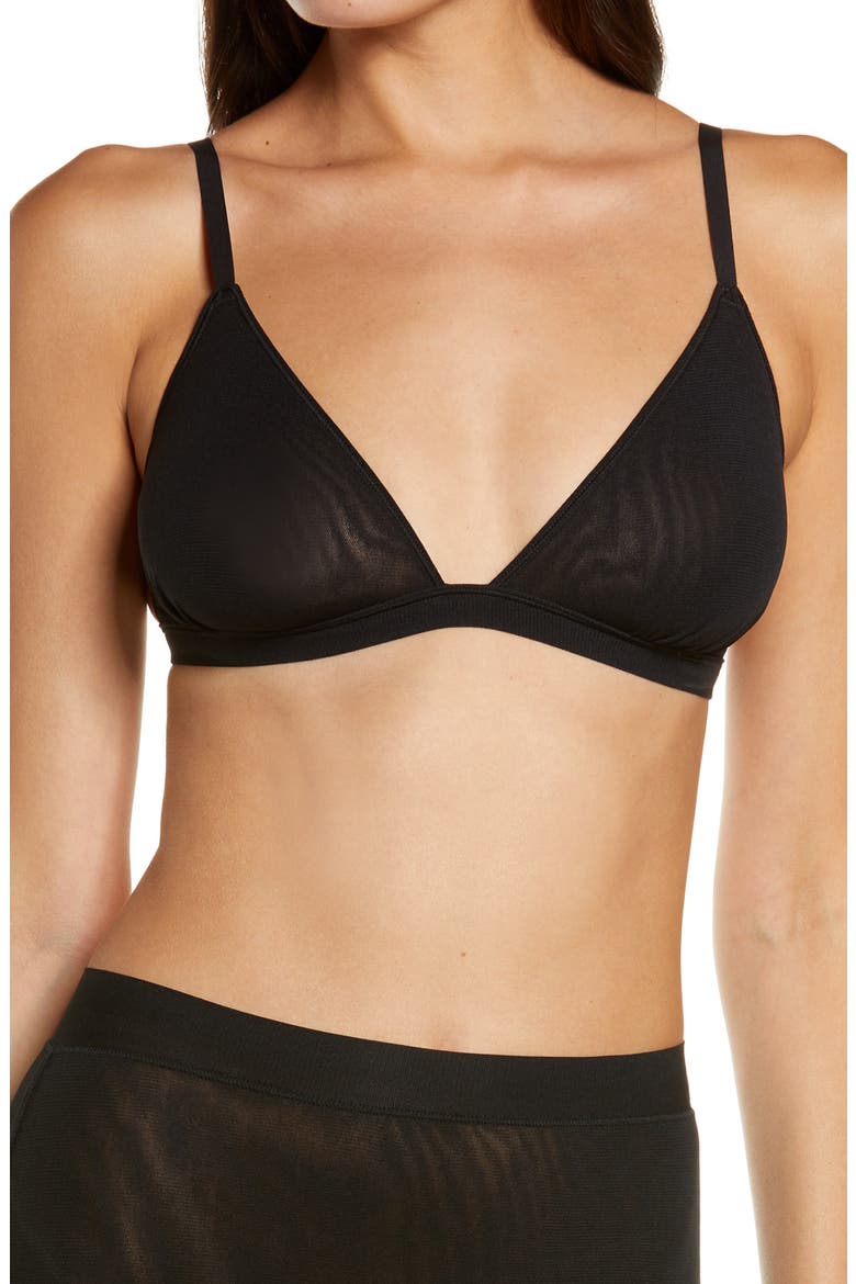 Summer Mesh Triangle Bralette, Main, color, ONYX