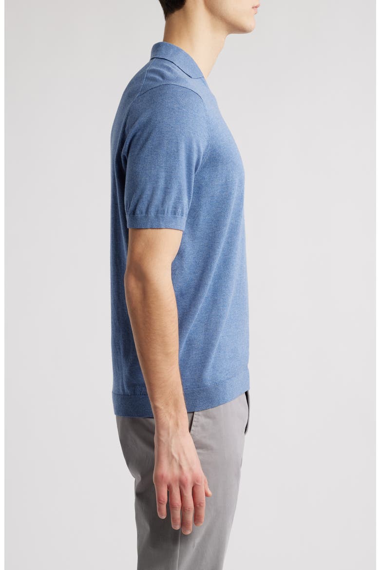 Short Sleeve Johnny Collar Polo Sweater, Alternate, color, DENIM