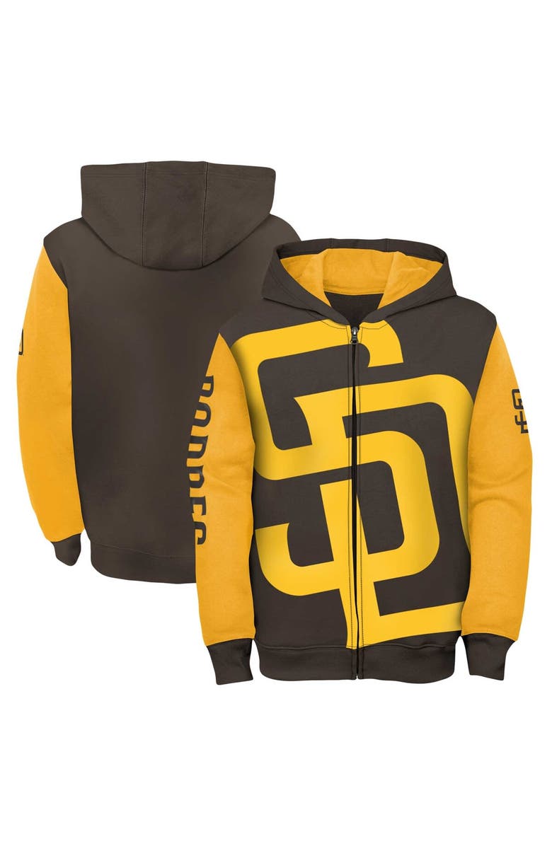Outerstuff Youth Fanatics Branded Brown/Gold San Diego Padres Postcard Full-Zip Hoodie Jacket, Main, color, Brown