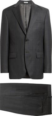 Peter Millar Flynn Classic Fit Grey Windowpane Check Wool Suit