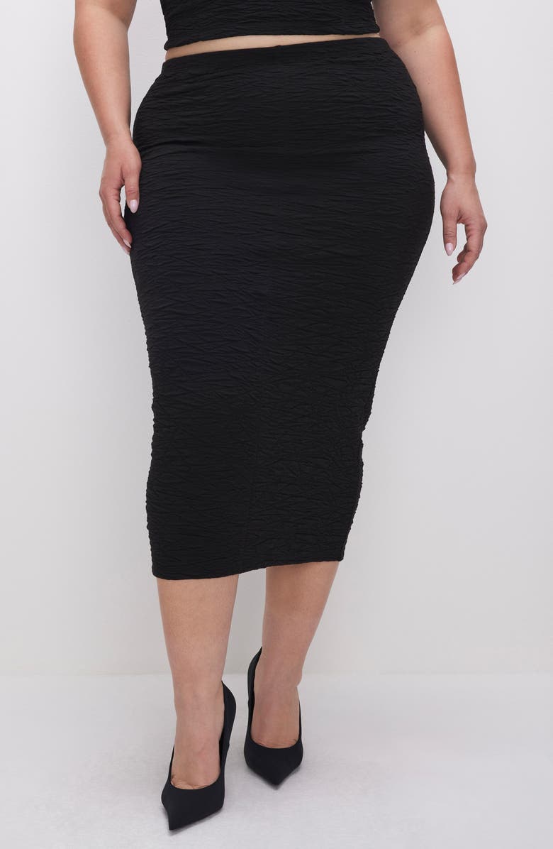 Good American Textured Midi Skirt, Alternate, color, Black001