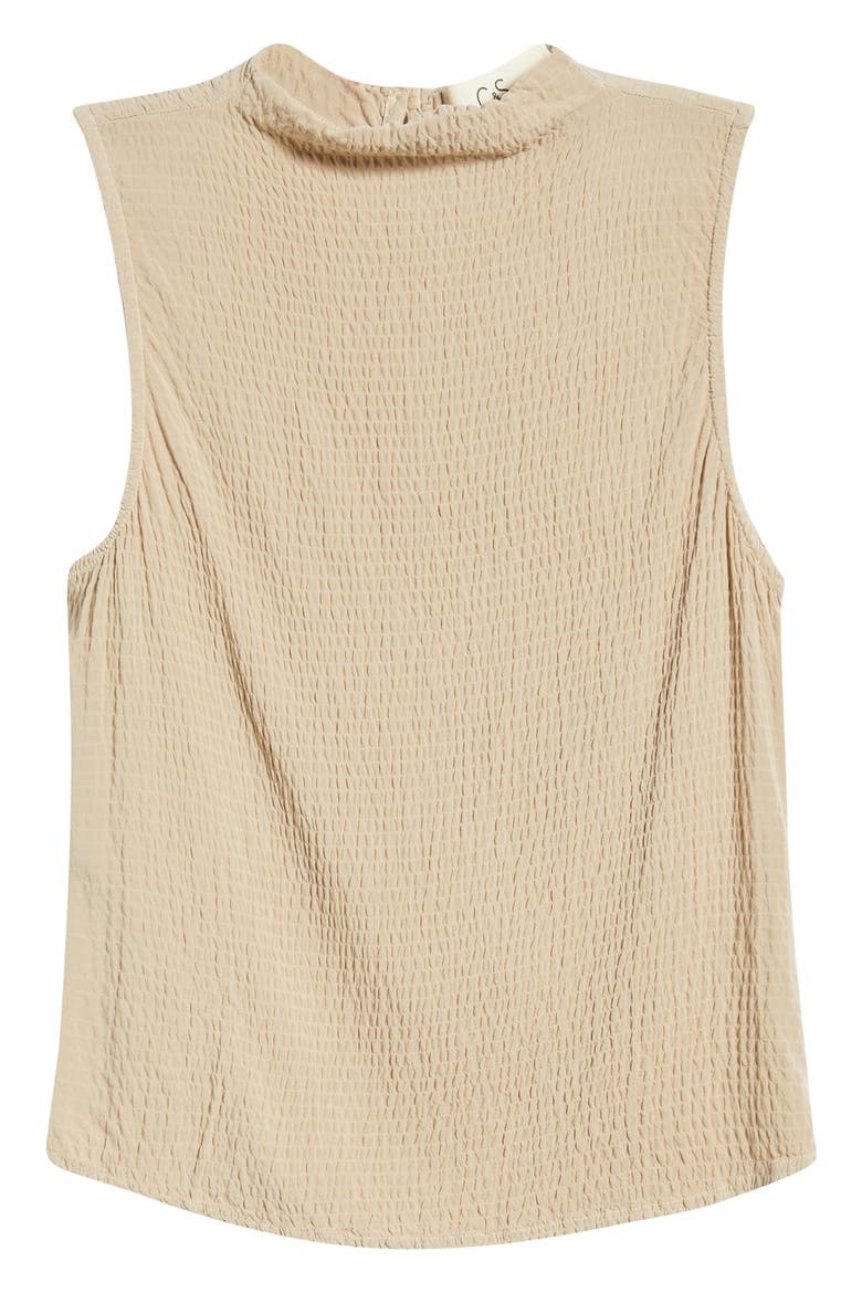 Smocked Funnel Neck Top, Alternate, color, LIGHT OAK