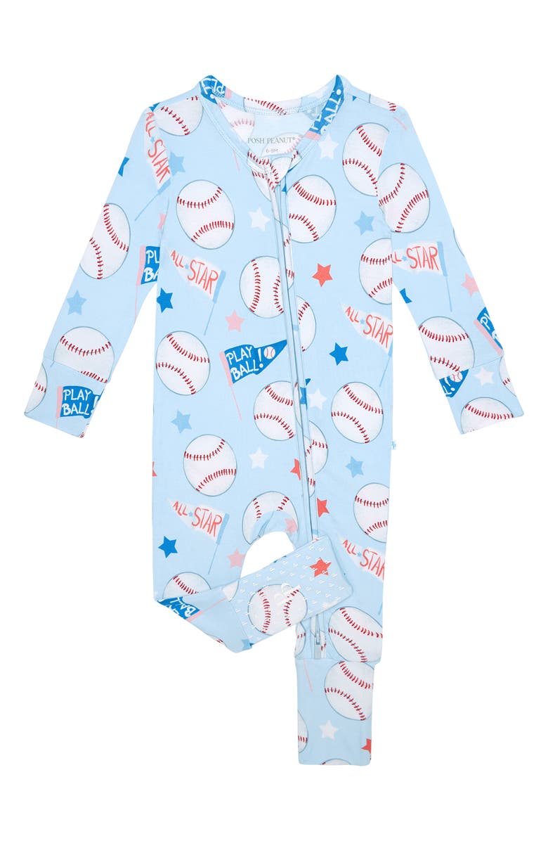 Posh Peanut Fitted Convertible One-Piece Pajamas, Main, color, Blue