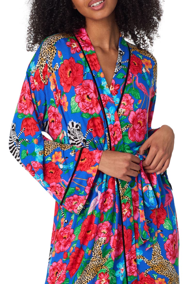 Print Longline Robe, Alternate, color, BLUE FLORAL