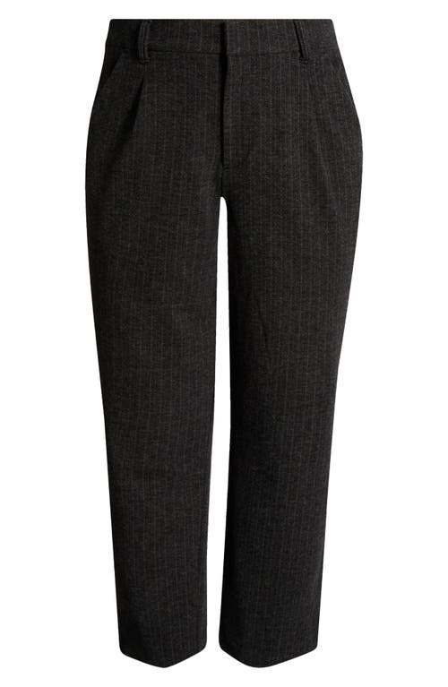 Wit & Wisdom Skyrise Pleated Herringbone Twill Straight Leg Ankle Trousers