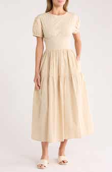 MELLODAY Bubble Sleeve Tiered Midi Dress