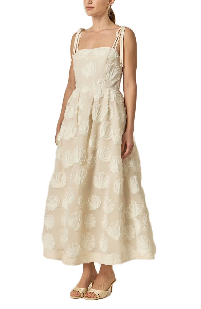 English Factory Shell Sleeveless Midi Dress, Alternate, color, Off White