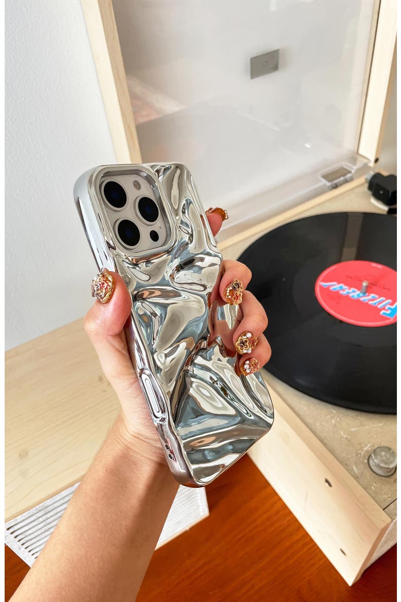 Silver Crinkle iPhone 16 Pro Case, Alternate, color, SILVER