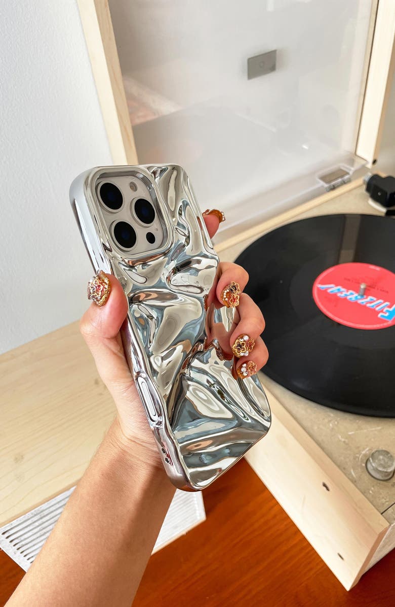 Auramma Silver Crinkle iPhone 16 Pro Case, Alternate, color, Silver