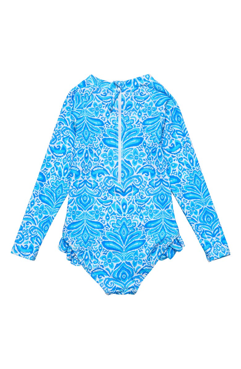 Snapper Rock Santorini Blue Long Sleeve Surf Suit, Alternate, color, 