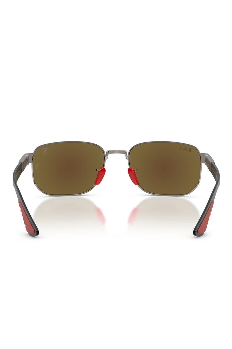 x Scuderia Ferrari 59mm Polarized Mirrored Irregular Sunglasses, Alternate, color, GUNMETAL / POLAR GREY