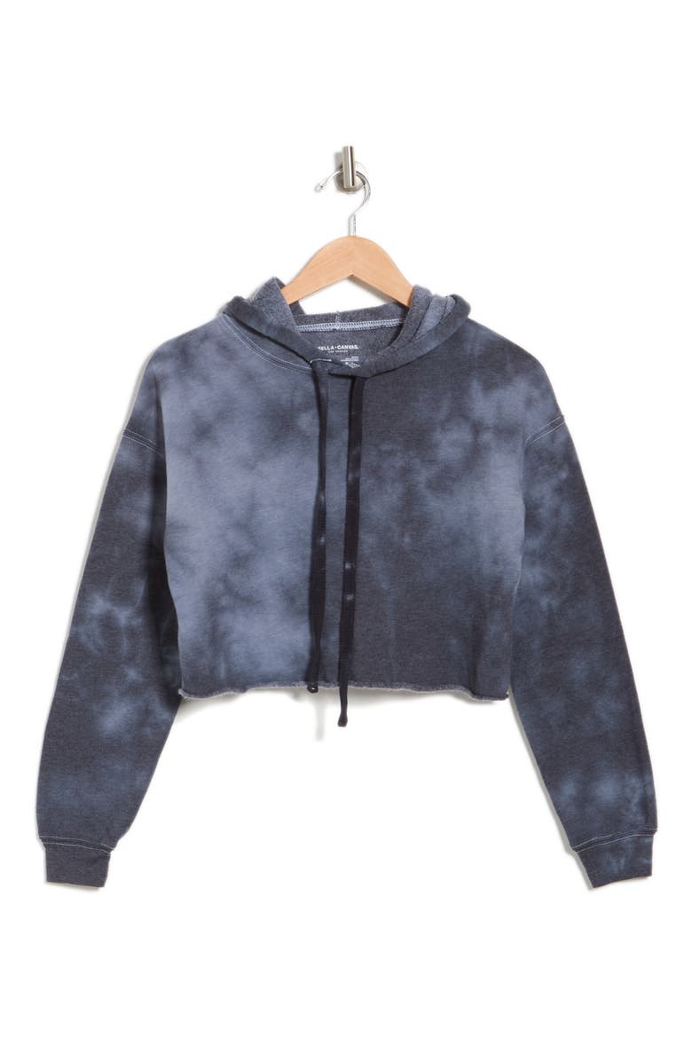 Crop Tie Dye Hoodie, Alternate, color, BLK/GREY TIE DYE